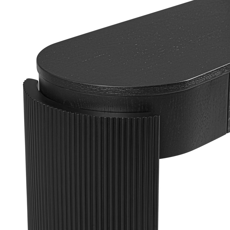Console Table In Fluted Design With 2 Drawers , Black