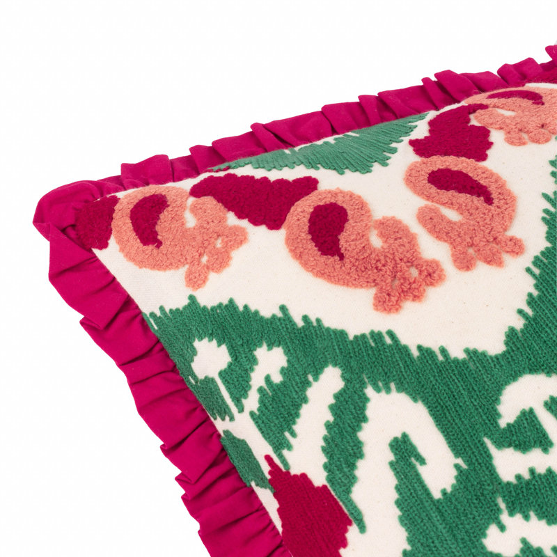 Henderson Ikat Square Cushion, Pink/Green