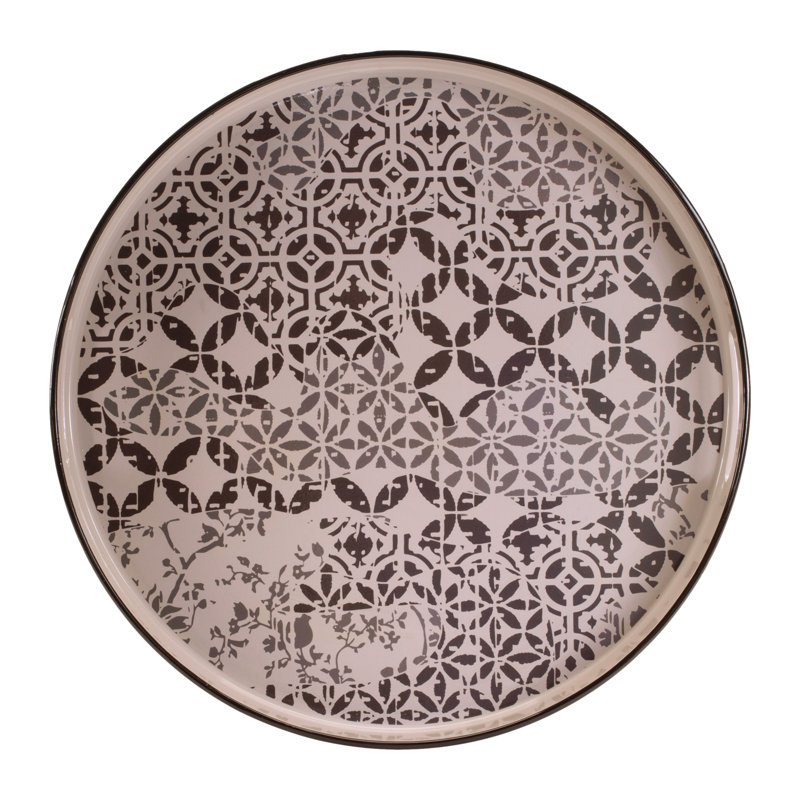 Round Ornate Geometric Print Tray