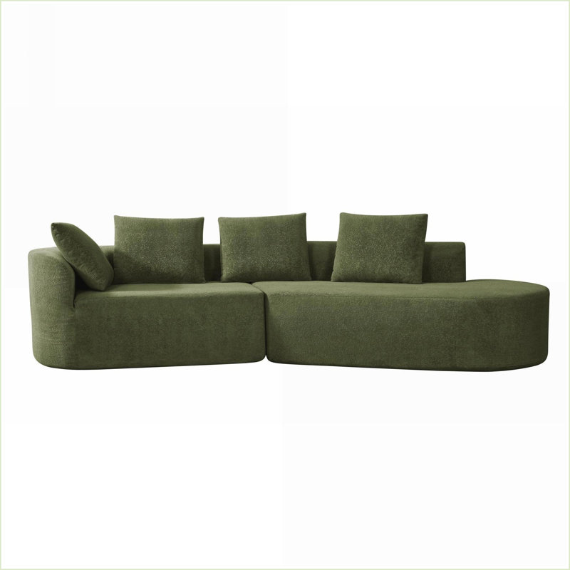Canapé modulaire 116 \ "moderne courbé avec méridienne, revêtement perlé, entièrement assemblé faisant face à la droite | Mousse, polyester | Standard