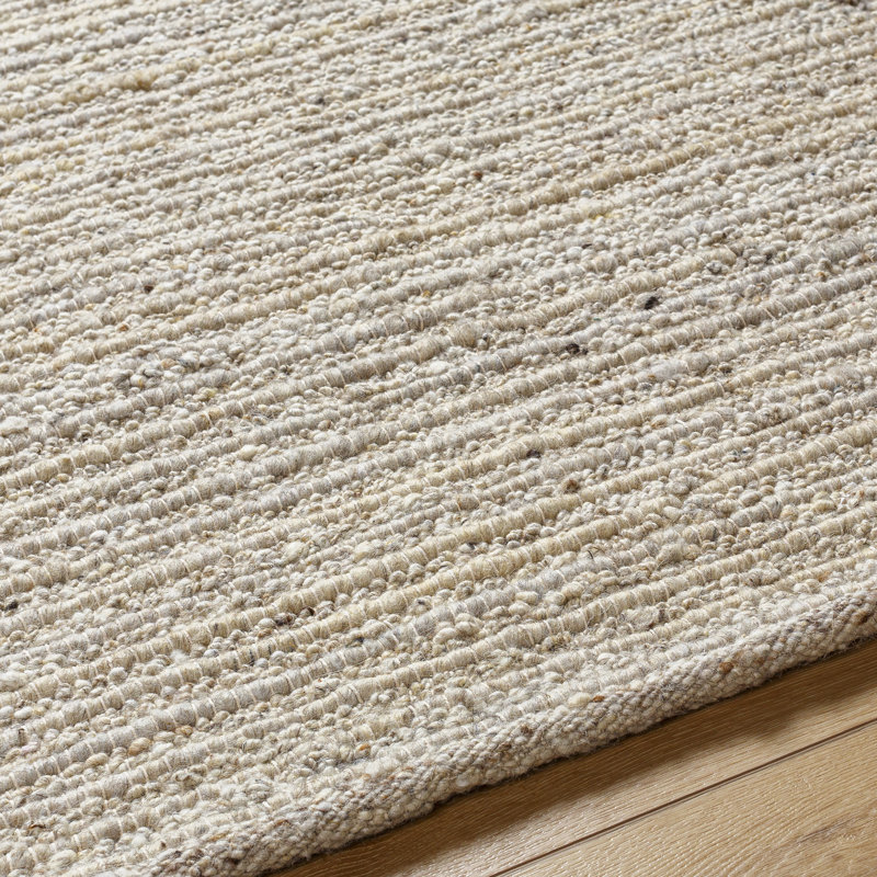 Tapis beige en laine tissé à plat Joly, Rectangle 6 pi x 9 pi
