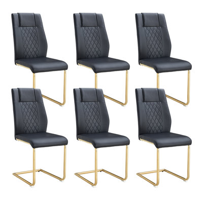 Kimara Modern Faux Leather Diamond Quilt Cantilever Dining Chairs
