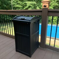 Suncast 30-gallon Durable Hideaway Trash Waste Bin Container For Outdoor  With Solid Bottom Panel And Latching Lid, Cyberspace (3 Pack) : Target
