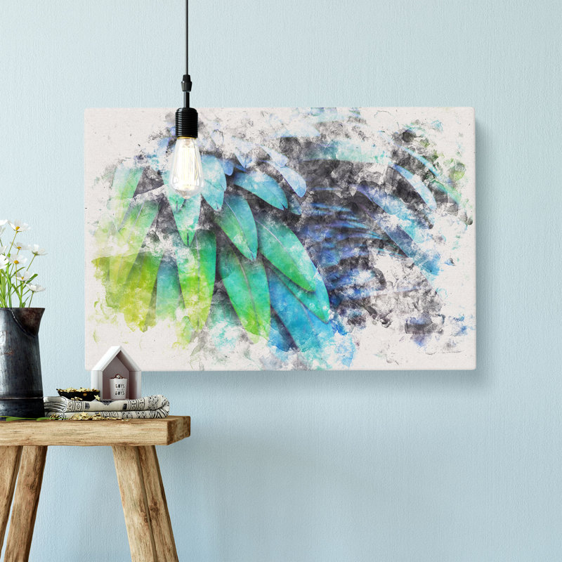 Parrot Feathers Watercolour - Wrapped Canvas, 50cm H x 76cm W x 3cm D
