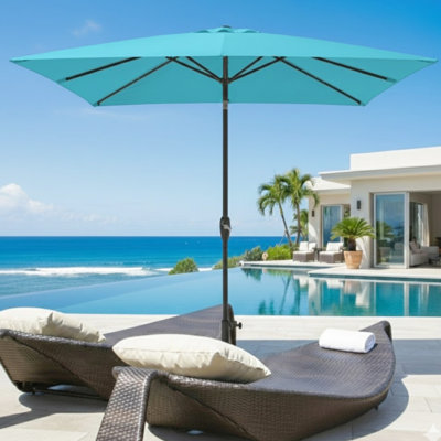 Parasol de patio rectangulaire 6,5 x 10 pi avec auvent pour zones de sièges et tables-cadres