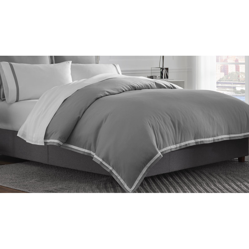 Martex 2000 Series UltraSoft Microbrushed Reversible Duvet Cover Set, Twin Duvet Cover + 1 Sham, Gray/White