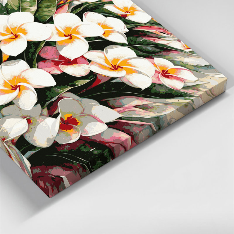 Toile hawaïenne plumeria beige, H 11 po x l 14 po