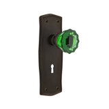 Prairie Plate with Decorative Keyhole and Crystal Emerald Door Knob