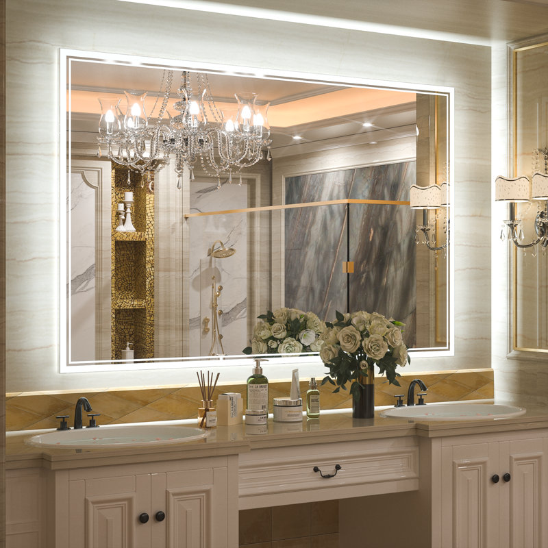 Astra Frontlit LED Lighted Bathroom Vanity Mirror Anti Fog Dimmable Wall Mirror, 36" x 55"