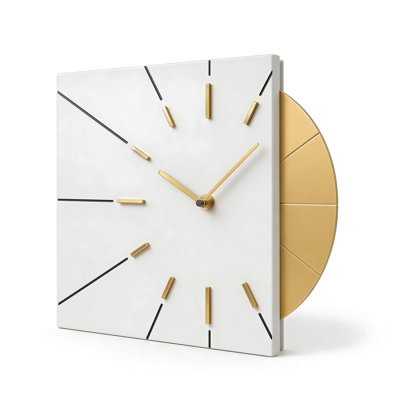 Clocks Mid Century Modern Wall Clock,Square Clock,Battery Operated,(White)
