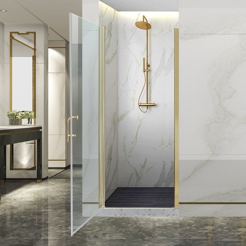 30-31.9 in. W x 72 in. H Pivot Swing Frameless Shower Door with Clear SGCC Tempered Glass, Brushed Gold
