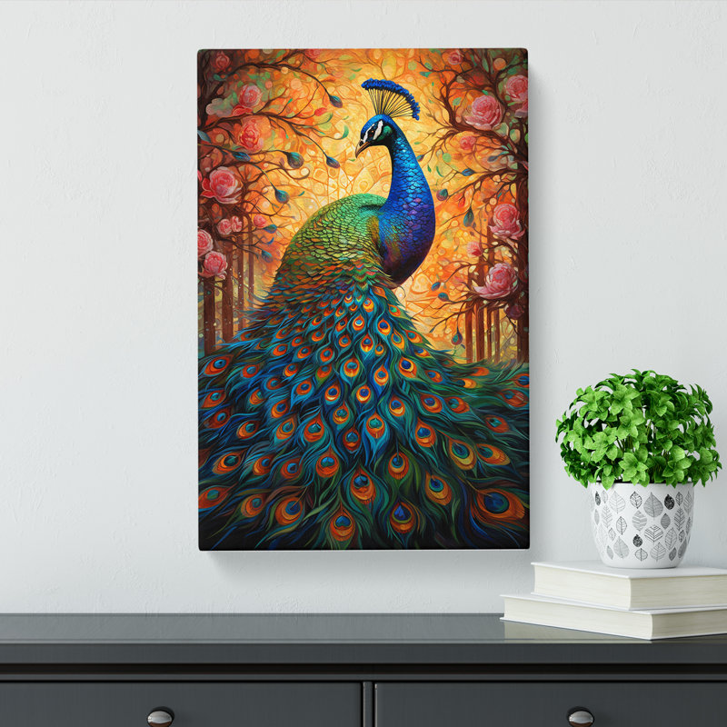 Peacock Orphism - Print, 60cm H x 40cm W x 3cm D