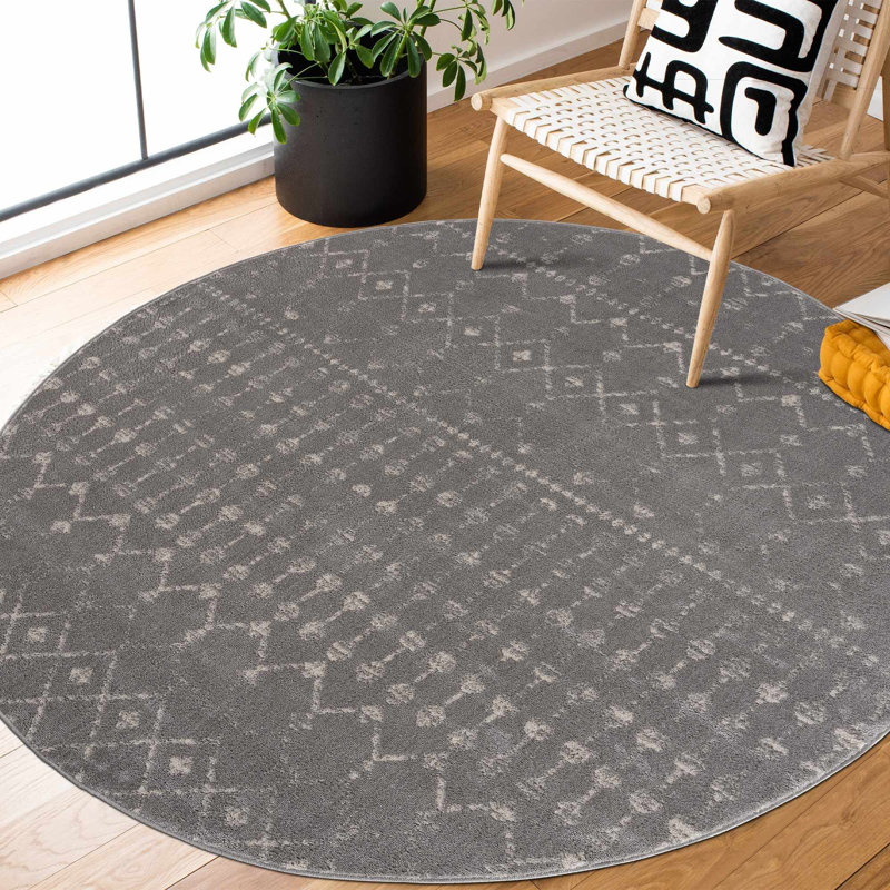 Tapis gris Dounia, Rond 6 pi 7 po