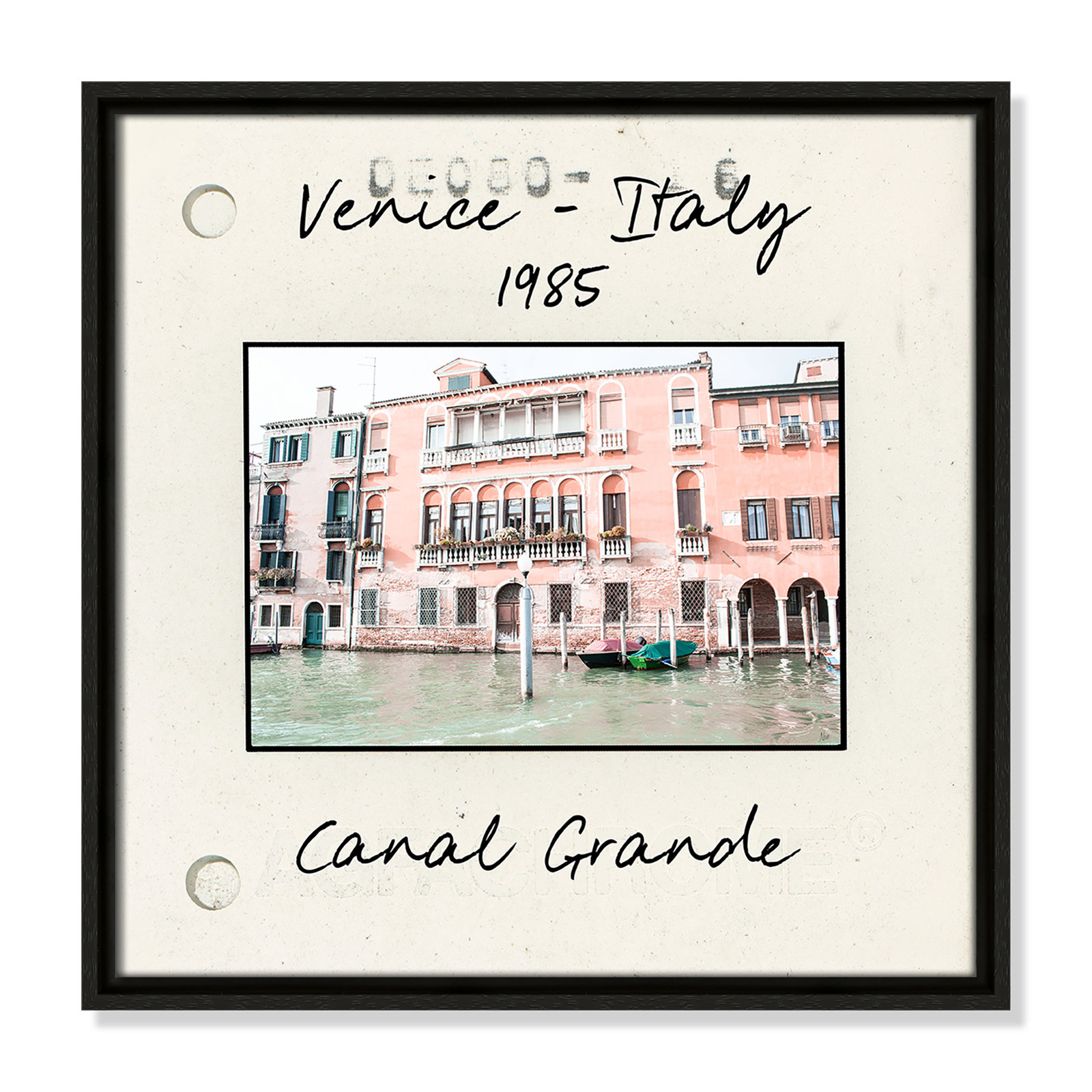 Travel Slide Collection "Venice, Italy - Grand Canal" Print, Espresso Floater Framed Canvas, 17.5" H x 17.5" W x 2" D