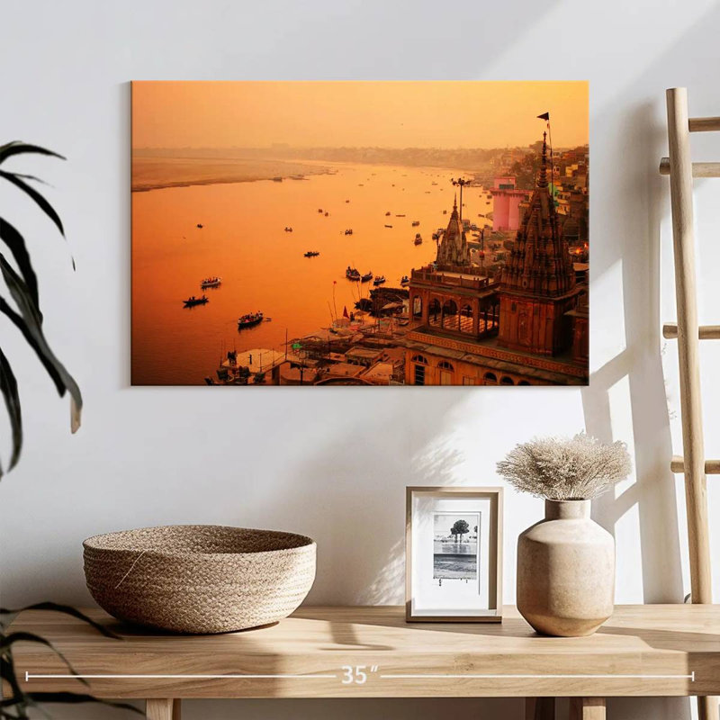 Ravi Hazy Varanasi Sunset, 16" H x 24" W