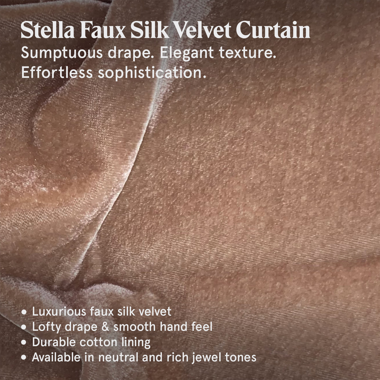 Stella Faux Silk Velvet Curtain Panel, Dusty Rose