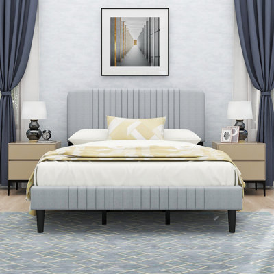 Upholstered Platform Bed Frame With Headboard