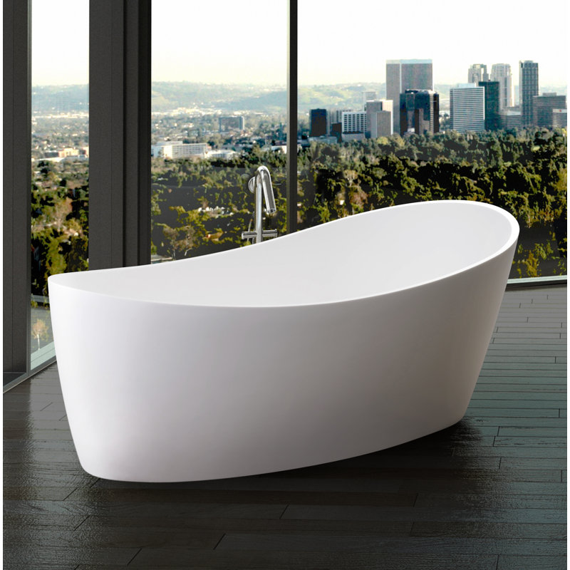 Dune 68'' x 34'' Soaking Solid Surface Bathtub, Matte White