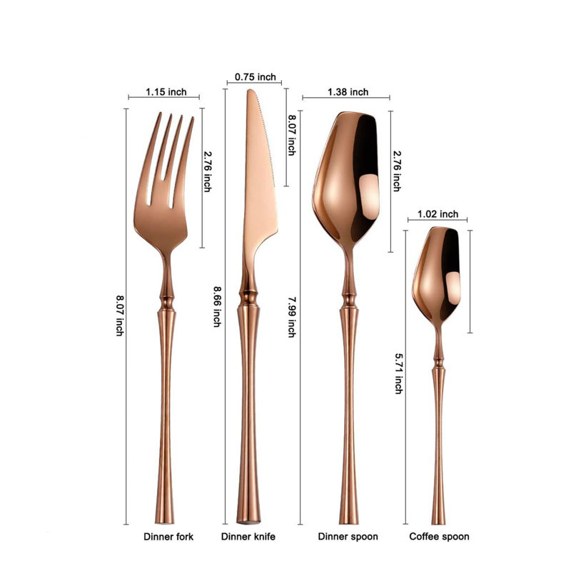 Ensemble de couverts Demi-Mai, service pour 4, Or rose