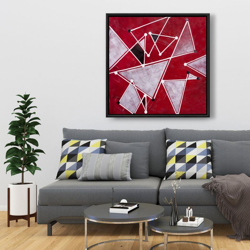 " White Triangles On Red Background "