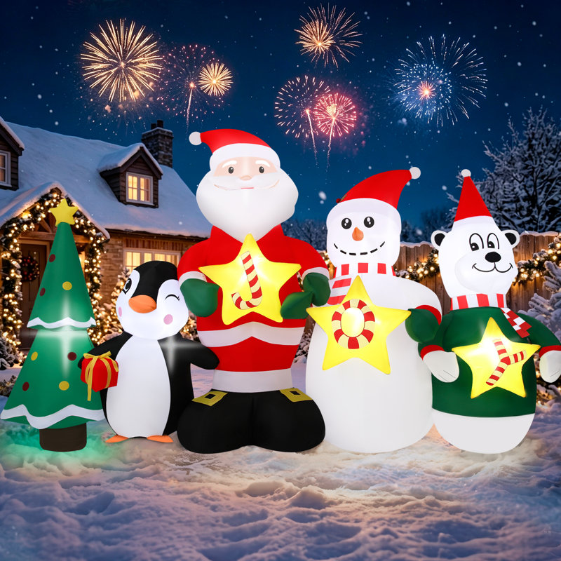 Décoration de jardin gonflable de Noël pour père Noël 6 pi avec lumières à DEL intégrées, explosion rapide de 10 s