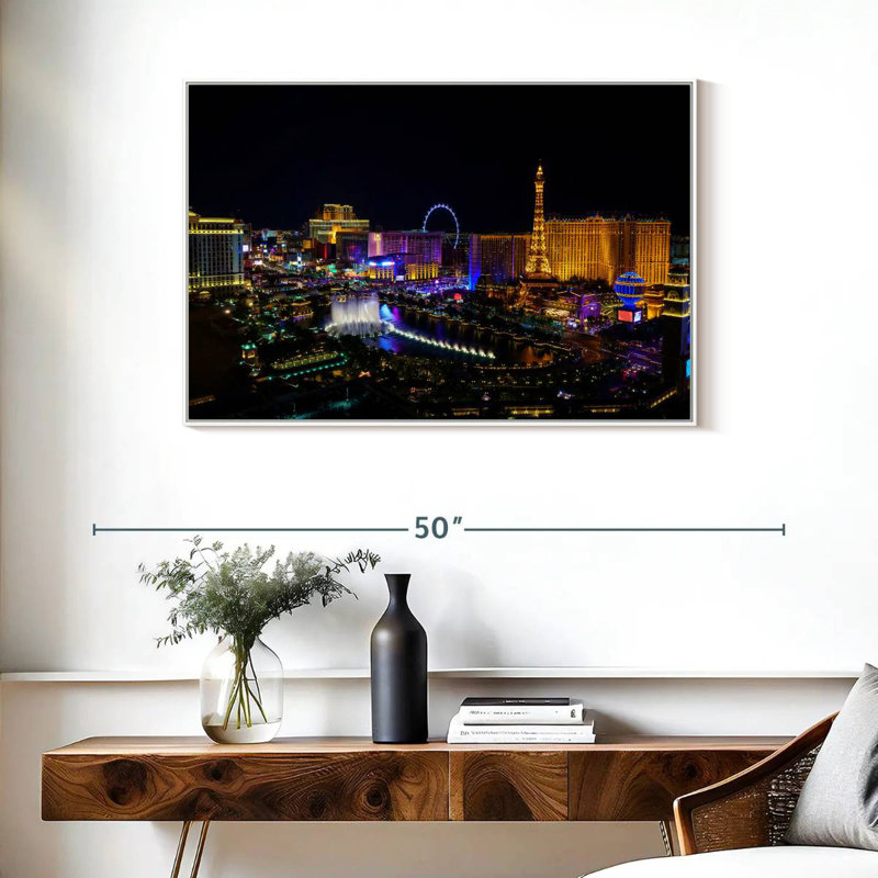 Las Vegas, Cadre flottant blanc, 37 po x 25 po