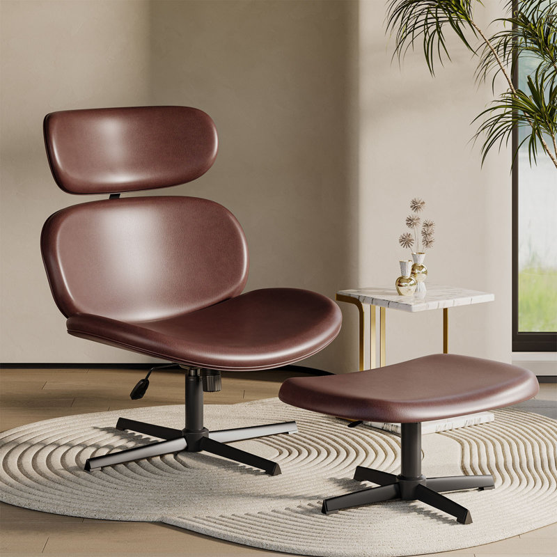  Fauteuil de bureau ergonomique pivotant de 26 po avec repose-pieds, fauteuil inclinable inclinable avec dossier haut réglable et appui-tête, fauteuil en similicuir avec fonction berçante