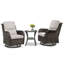 Chaises berçantes pivotantes d'extérieur en rotin avec coussins et table d'appoint Koba-148766586-148766589