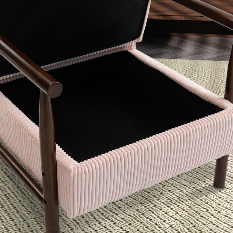 Chaise avec accoudoirs rembourrée Mid-Century, Rose, Brun