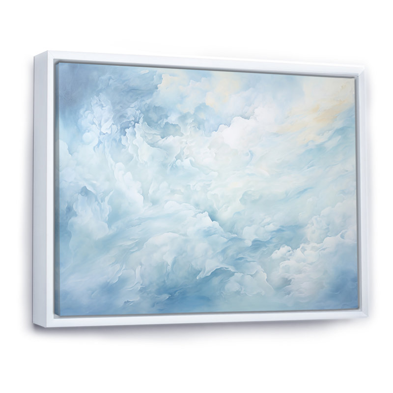 Nuage charme liquide V - impressions sur toile de nuages, H 24 po x l 32 po x P 1 po, Cadre flottant blanc