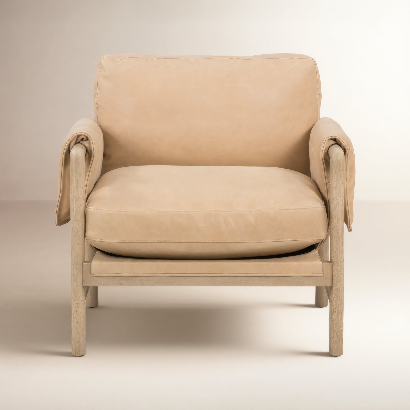 Kodie Linen Armchair, Palermo Nude Genuine Leather