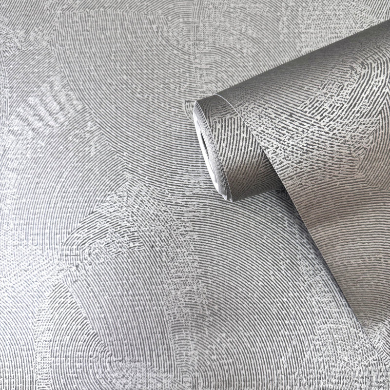 Zen Collection Abtract Non-Woven Metallic Wallpaper Roll, Gray