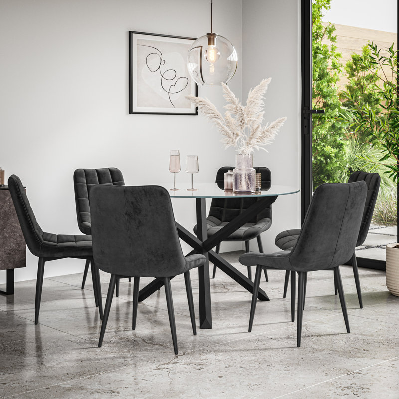 Darcus 6 - Person Dining Set, Black/Black