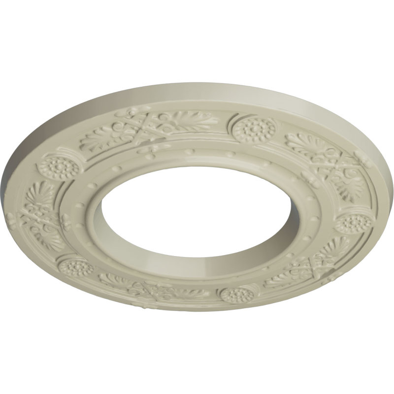 Médaillon de plafond Endurathane Daniela, DE 8 po x P 3 7/8 po x P 1/2 po (convient aux auvents jusqu'à 3 7/8 po), fini jaune clair peint à la main