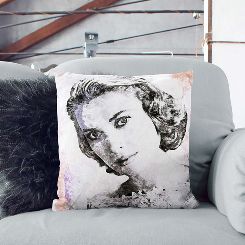 Square Cushion, Stone, 40cm H x 40cm W x 15cm D