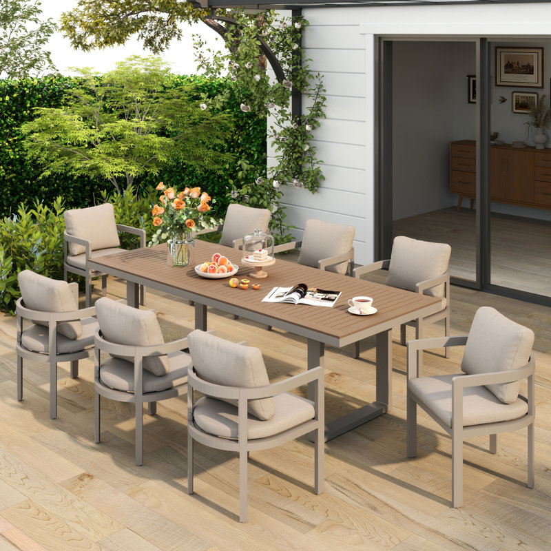 Ensemble repas extérieur pour 8 personnes avec coussins 8 personnes, 8