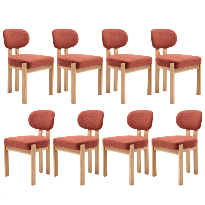 Solid Wood Dining Chairs Set, Modern Farmhouse Fabric Upholstered Dining Room Chair Kitchen Chairs, 8, Orange