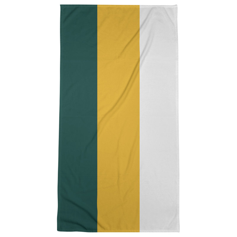 Beach Towel, Kelly Green/Gold/White, Polyester/Cotton
