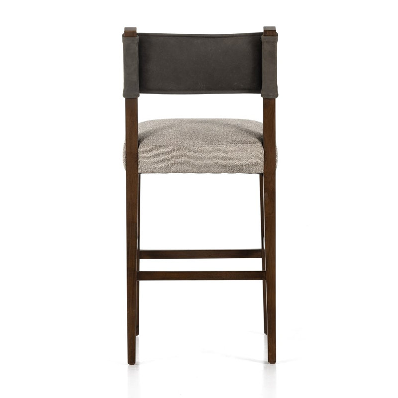 Ferris Stool, Counter Stool (25.98" Seat Height), Tulsa Ink/Nubuck Charcoal Rayon/Viscose/Leather, Antique Sable