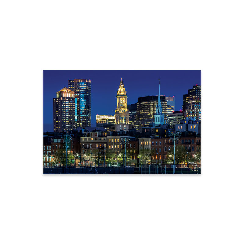 «Hibir Boston Evening Skyline Of North End» par Melanie Viola, impression sur plastique / acrylique