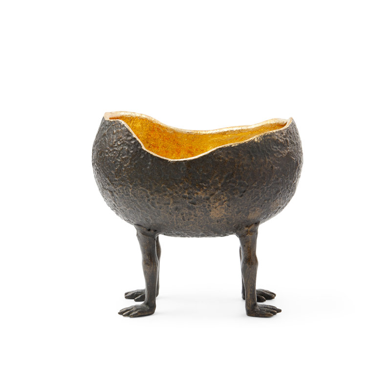 Tumbler Metal Decorative Bowl, Bronze/Gold Leaf