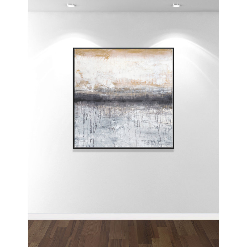 Winter Lake Horizon - peinture à cadre flottant, H 45 po x l 45 po x P 2 po, Cadre noir