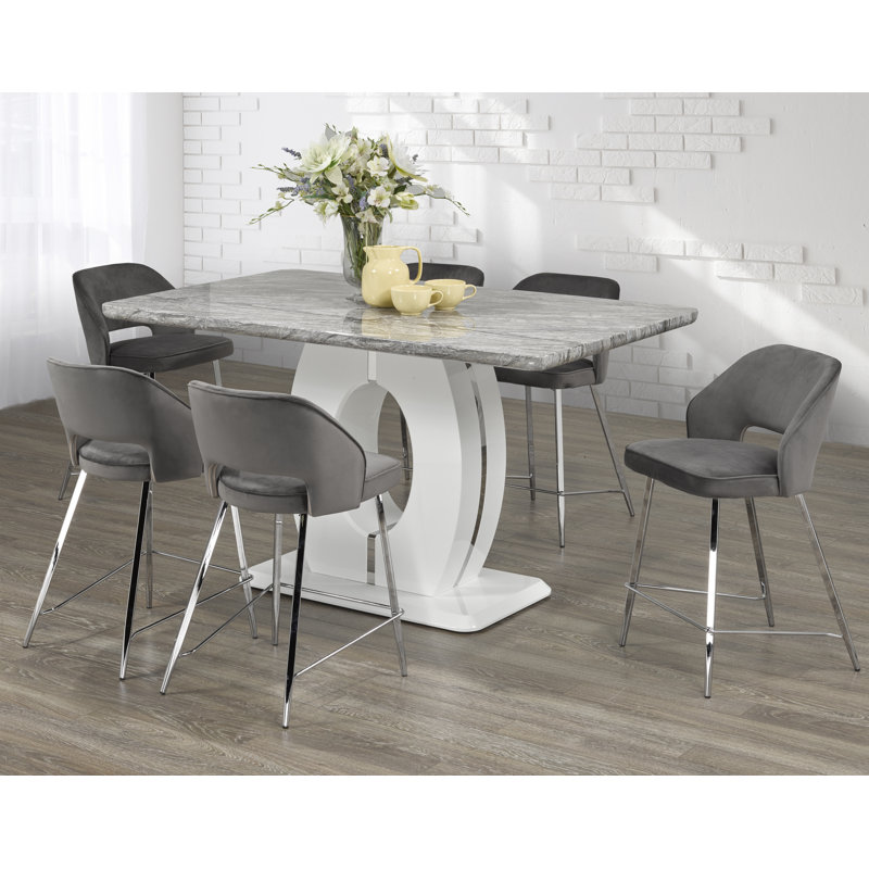 Ensemble bistro 7 pièces, blanc / noir, 7, Gris