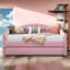 Lit de jour simple capitonné rembourré avec couchette - Canapé-lit en velours avec ports de chargement USB-1467937545