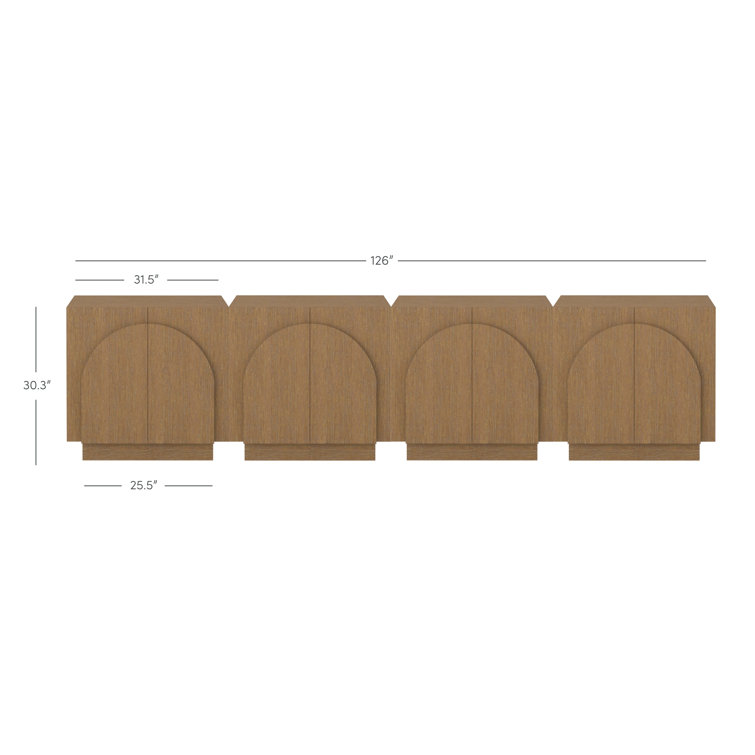 Iris Solid Wood TV Stand 2 - Door Accent Cabinet (4-Piece Set)