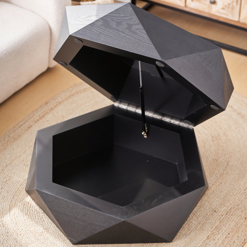 Table basse en bois avec plateau rabattable, Black