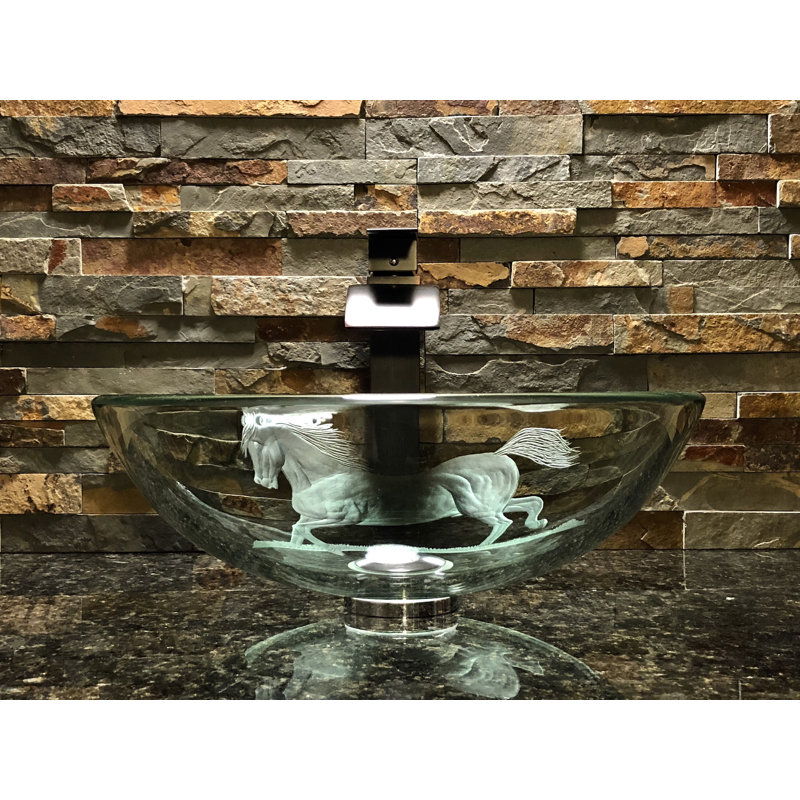 Lavabo de salle de bain vasque circulaire en verre Stallion