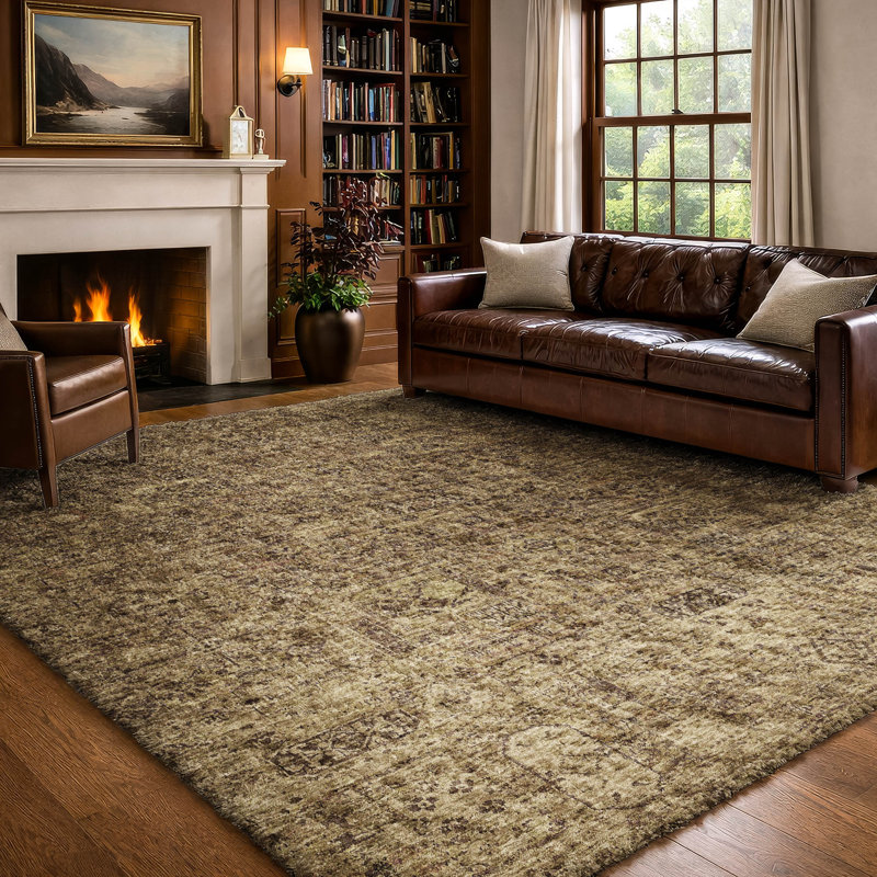 Tapis à poils longs de qualité supérieure lavable à la machine ADS611, Moka, 10' x 14'