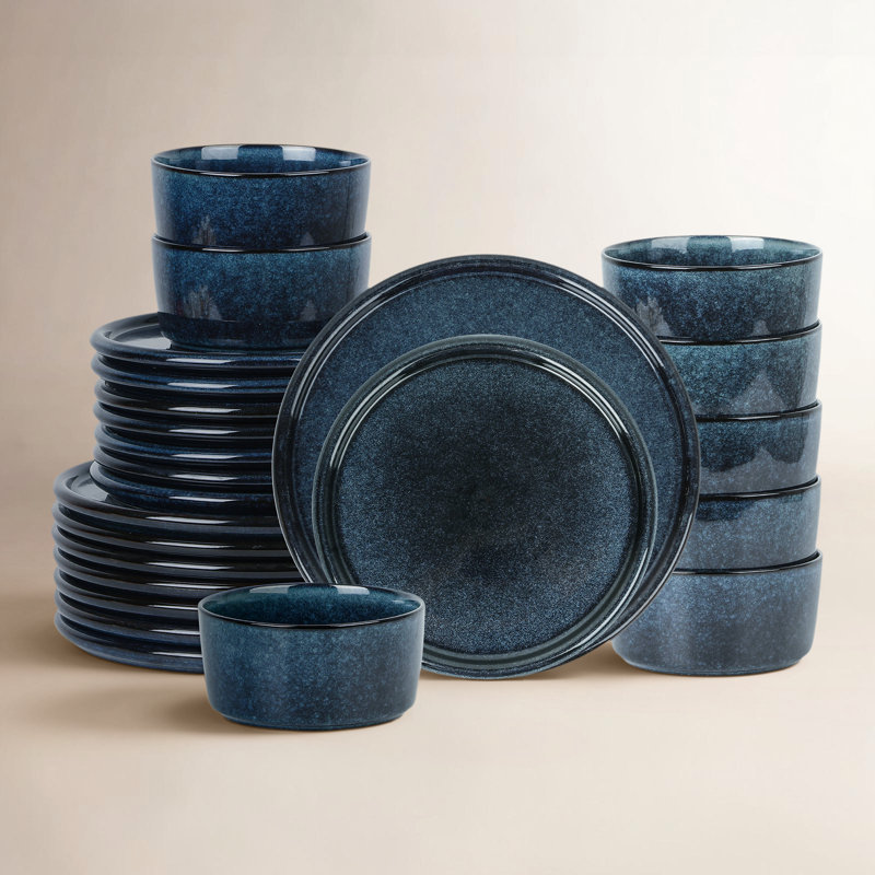 Stone Lain Eden 24-Piece Dinnerware Set Stoneware, Blue