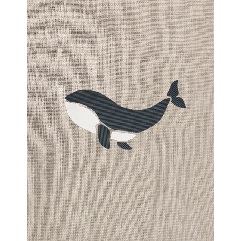 Coussin en lin brodé Whale Tale, Duvet synthétique